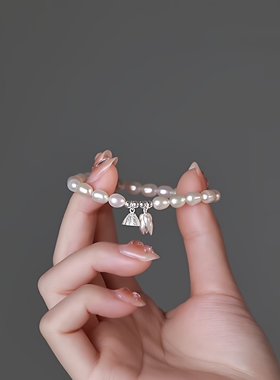 珍珠莲蓬手串女轻奢小众高级两世欢串珠手链百搭法式手饰复古