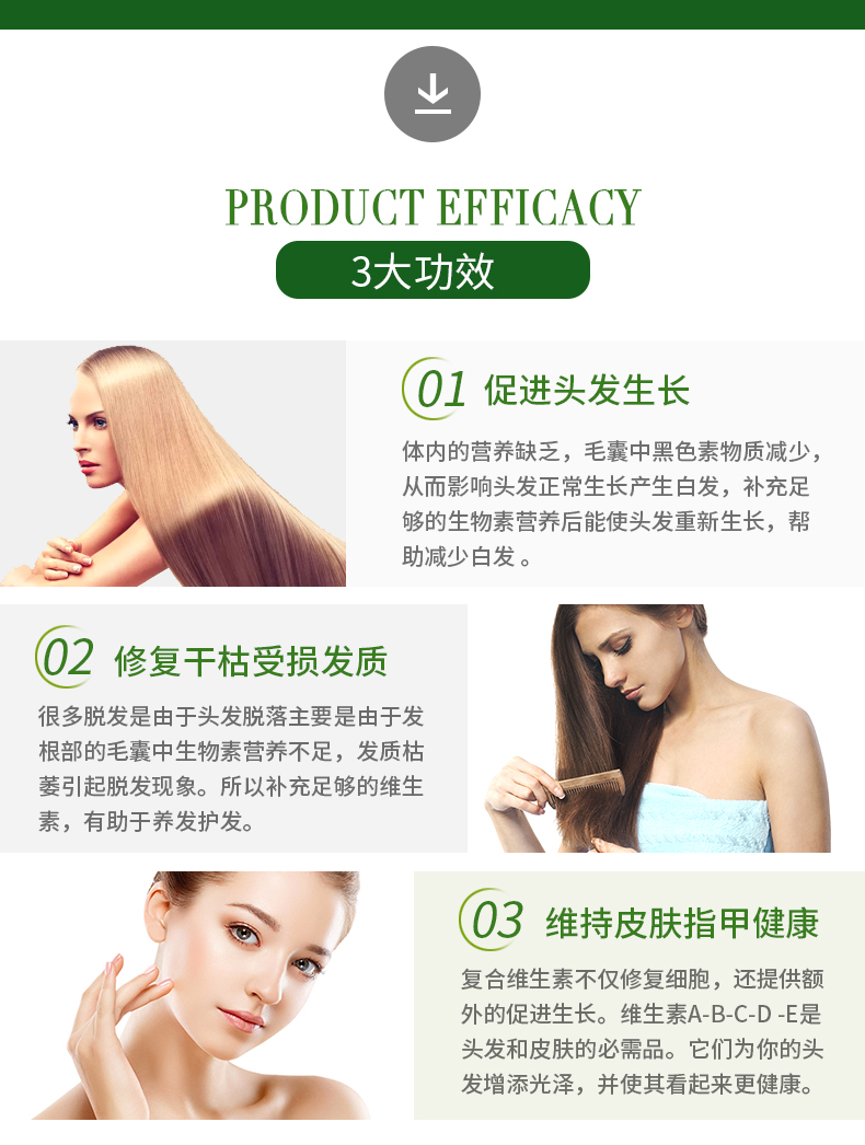 宜度海外专营店彼心生物素biotio胱氨酸掉头发产后女士防脱发生发增发维生素b7b61