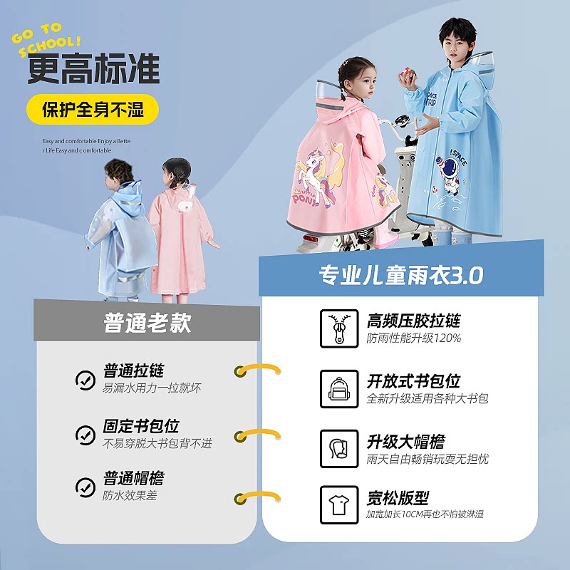 备美儿童雨衣小学生上学专用全身防暴雨男孩女孩雨披男童2025新款