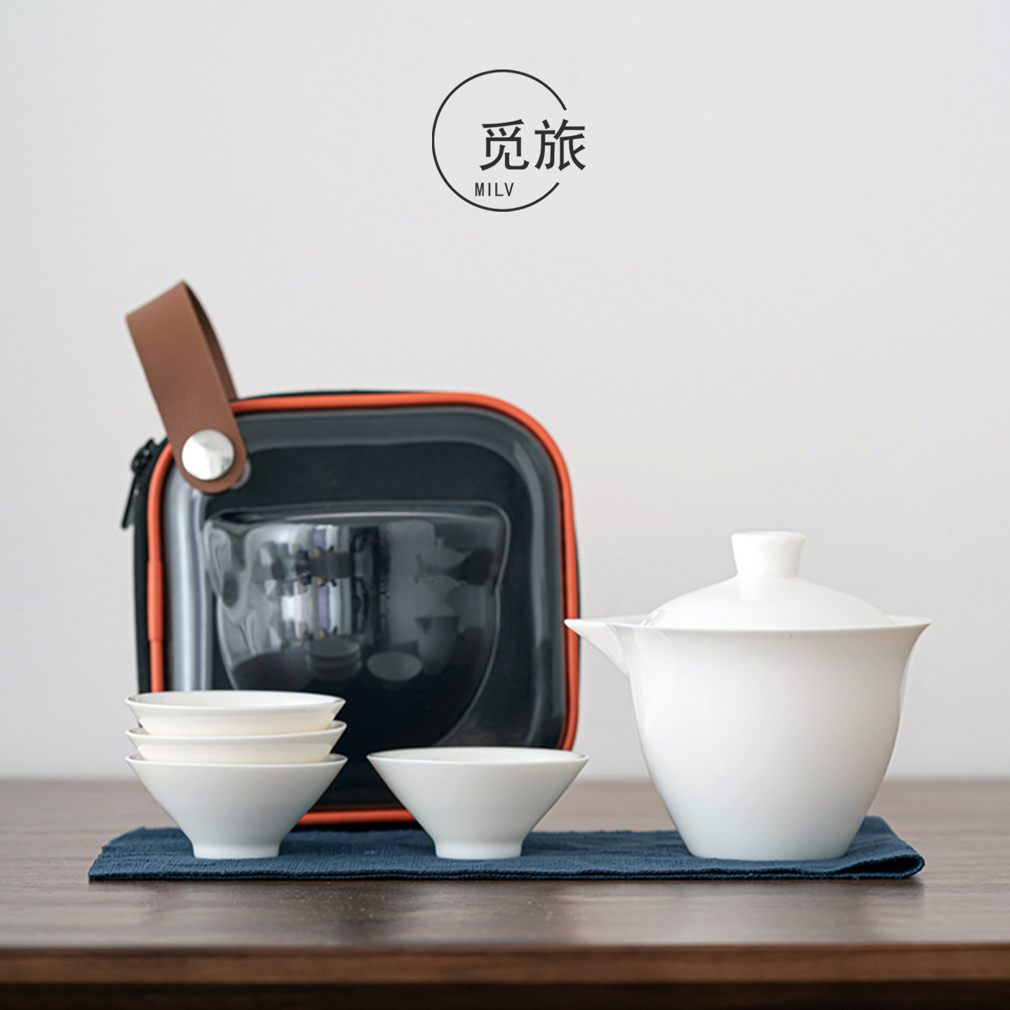 Dehua white porcelain mutton-fat jade portable tea set