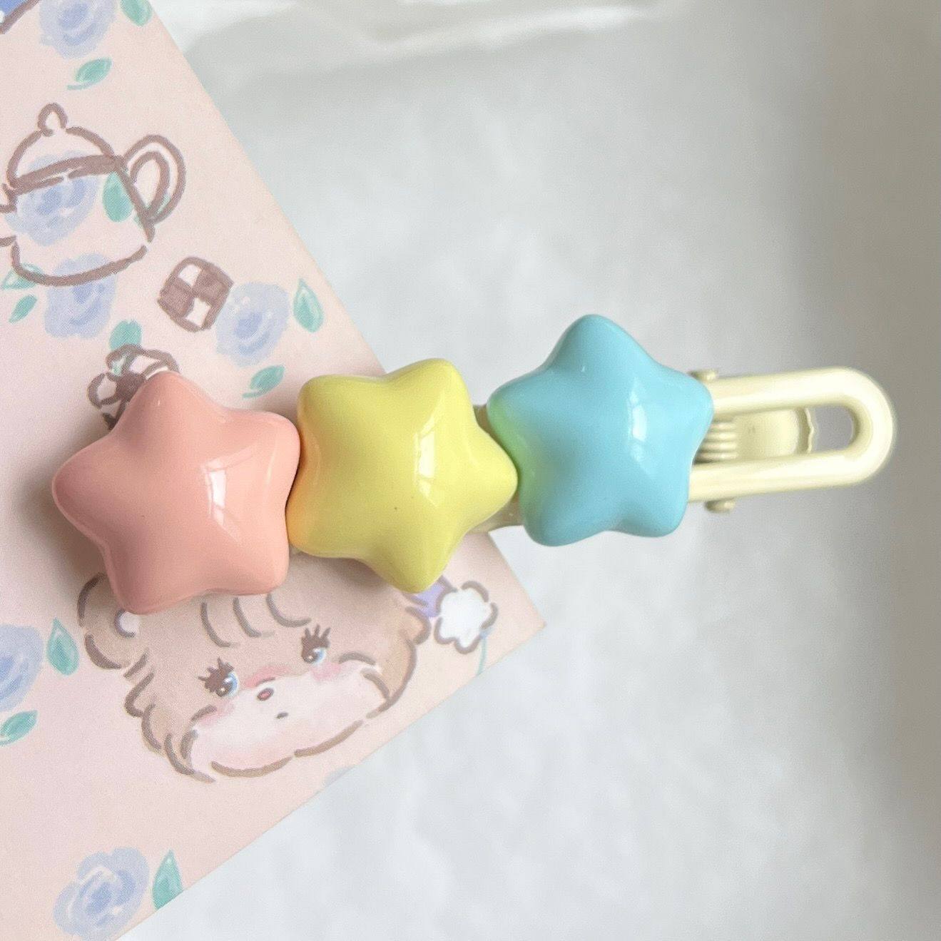 卡通可爱云朵星星发夹女星星侧边刘海夹甜美鸭嘴夹小边夹发卡头饰,淘宝优惠券,粉丝福利购,淘宝优惠卷