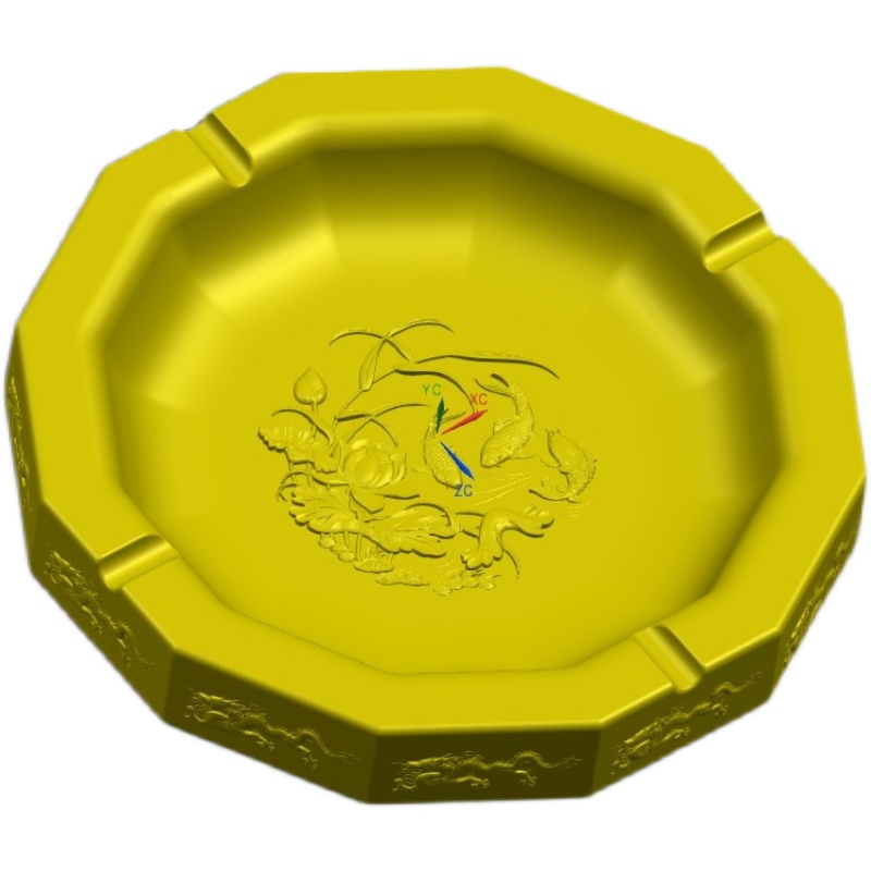 ugmc-八角龙烟灰缸图档三轴数控精雕cnc加工3d图档模型