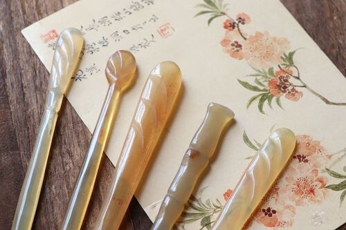 云深雾浅 天然牛角盘发簪子简约头饰日常汉服发簪古典竹节发饰 - 图1
