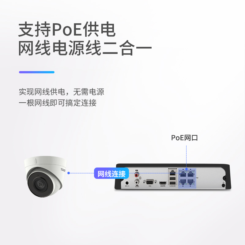 海康威视300万录音高清夜视监控室内外摄像头 DS-IPC-T13H2-I/PoE - 图0