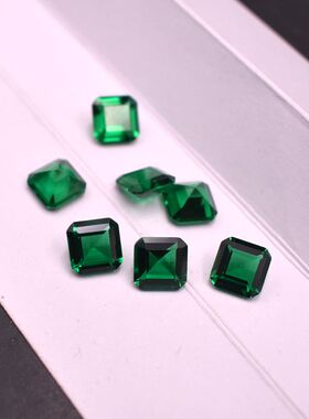 祖母绿正方形宝石倒八角车平绿宝石戒面裸石首饰纳米绿尖晶配石