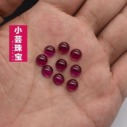 鸽血红半面圆形红宝石素面裸石DIY镶嵌用石平底介面玫红缅甸红宝 - 图2