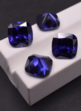 坦桑蓝宝石肥正方形戒面裸石蓝色戒指配石坦桑蓝枕形裸钻diy