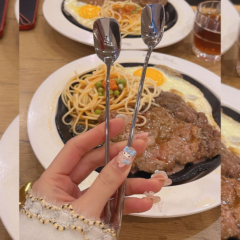 食品级304不锈钢搅拌勺冰更蜂蜜勺子长调羹长柄咖啡勺冰勺甜品勺 - 图0