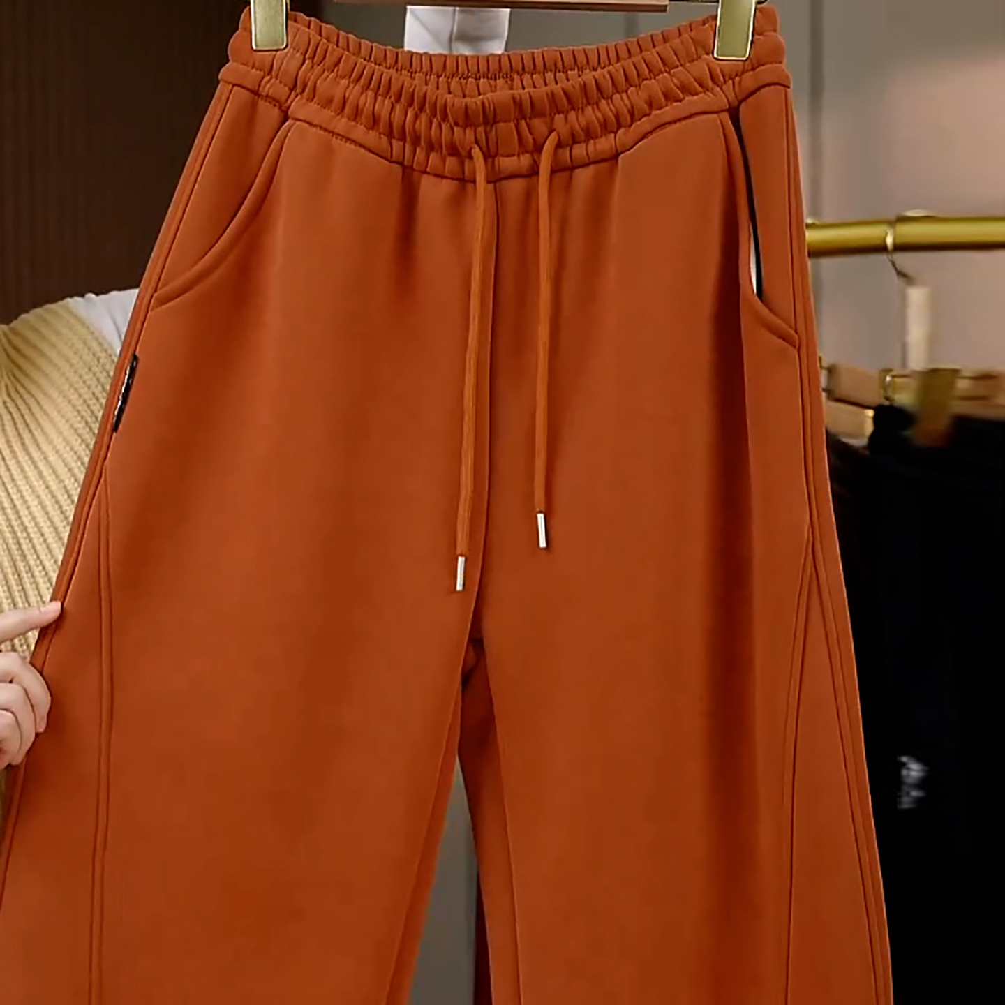 Ader冬季加绒加厚运动休闲卫裤女2025新款高腰宽松阔腿百搭香蕉裤 - 图1