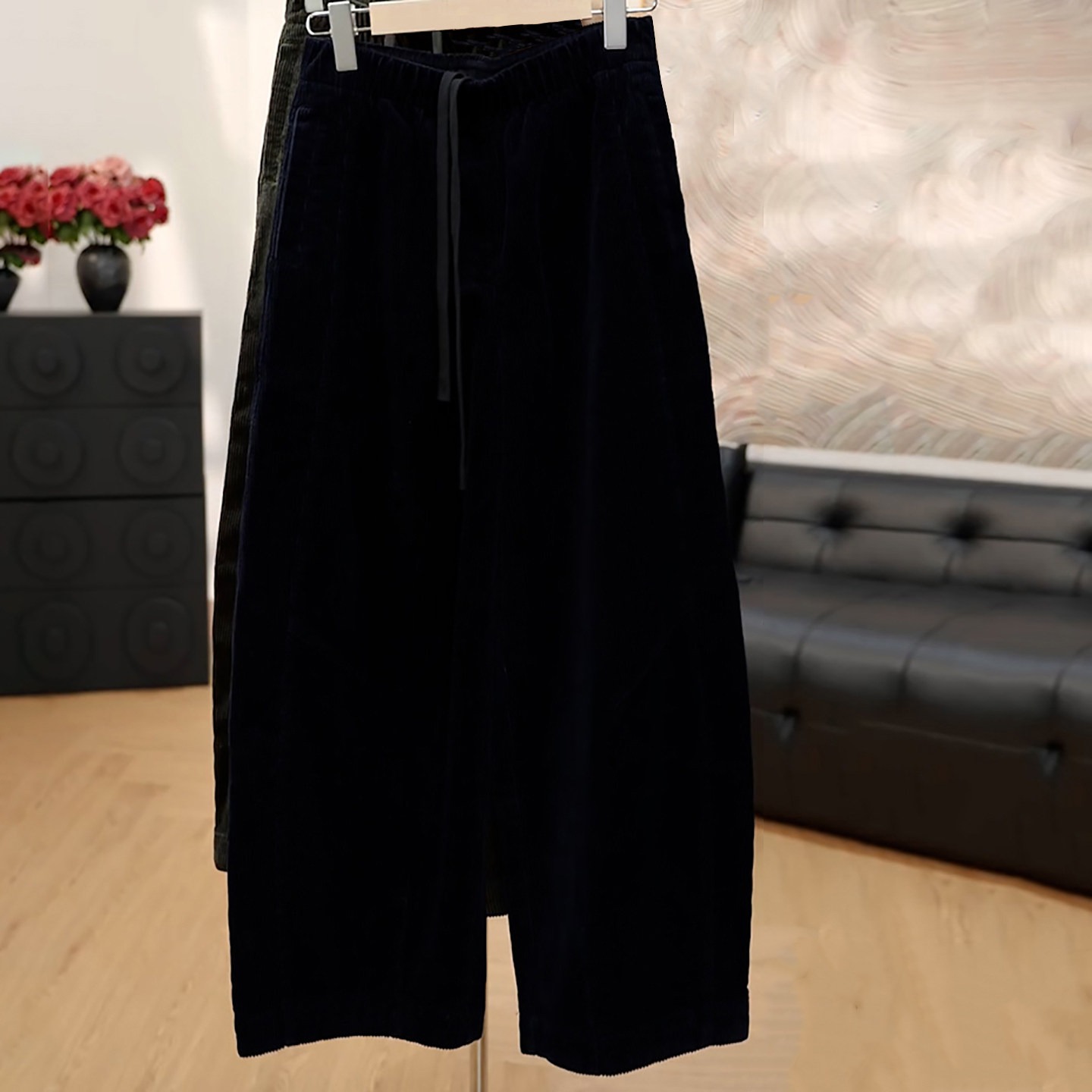 Ader复古灯芯绒休闲裤女2025秋季新款时尚百搭宽松阔腿九分哪吒裤,淘宝优惠券,粉丝福利购,淘宝优惠卷