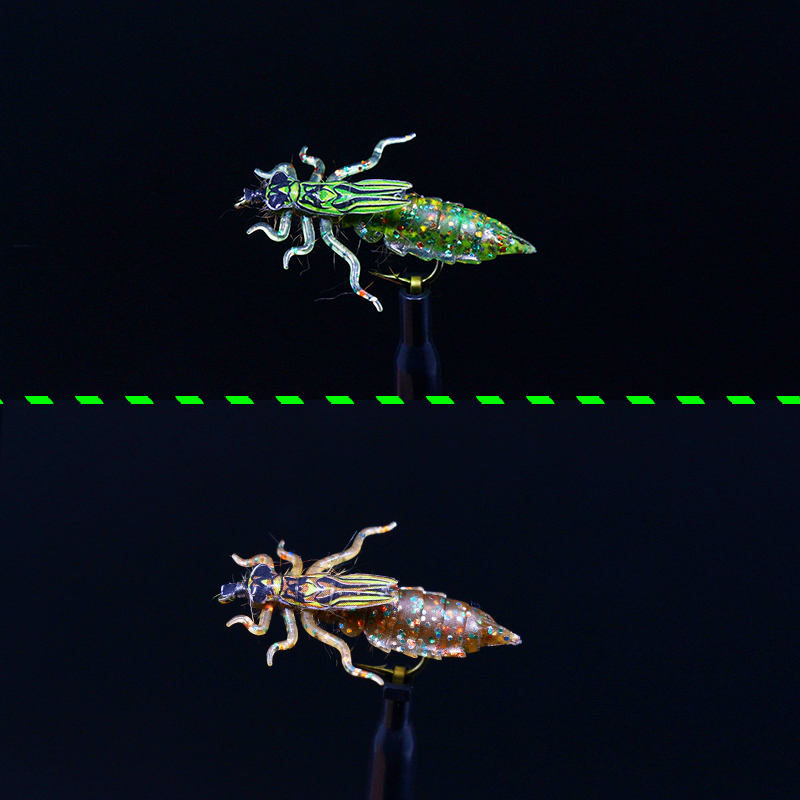 俏江村路亚飞蝇饵毛钩绑制材料仿真蜻蜓幼虫塑体 10只装材料包-图0
