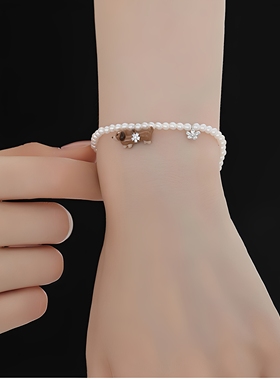 腊肠小狗珍珠手链~女可爱甜酷风