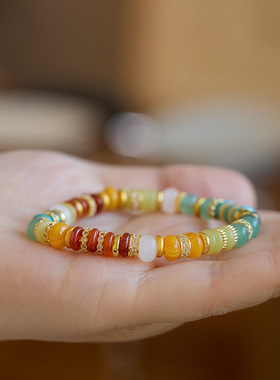 手链女天然多巴胺彩虹手串女