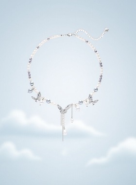 锁骨链原创蝴蝶珍珠锆石项链女