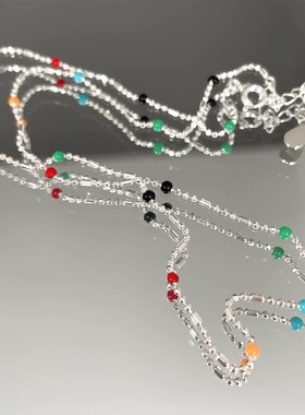 韩版S925纯银虹珠项链女圆珠锁骨