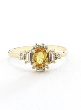 黄色戒指女精致清新百搭