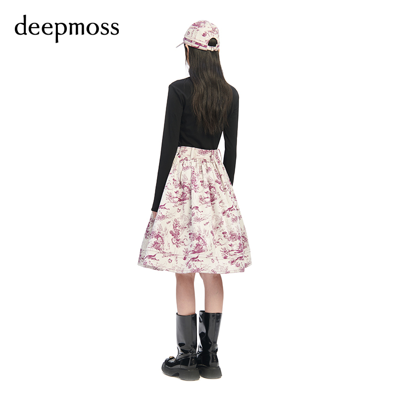 【deepmoss】秋冬女装时尚复古潮流海洋舞会提花高腰伞裙连衣裙