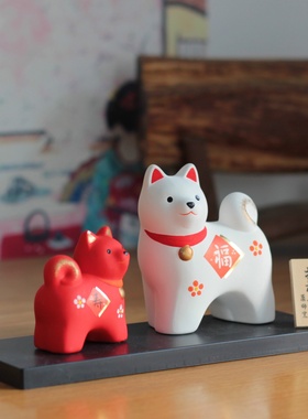 龙虎作陶土招福干支摆件寓意好