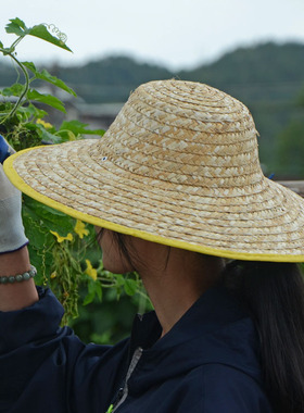草帽批发防晒遮阳干活农用农民工帽子钓鱼工地防雨草编太阳帽大檐