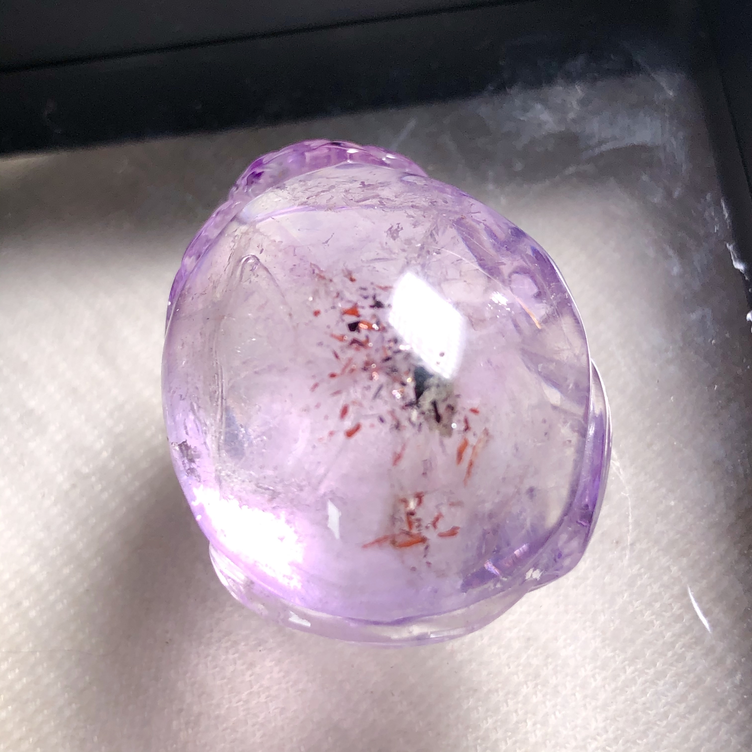 老货福利天然紫草莓水晶雕刻吊坠连年有余 - 图0