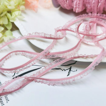 ລາຄາ 3 ແມັດ diy lace multi-color 6mm snow yarn fungus elastic lace edge pleated ruffle webbing accessories bjd doll