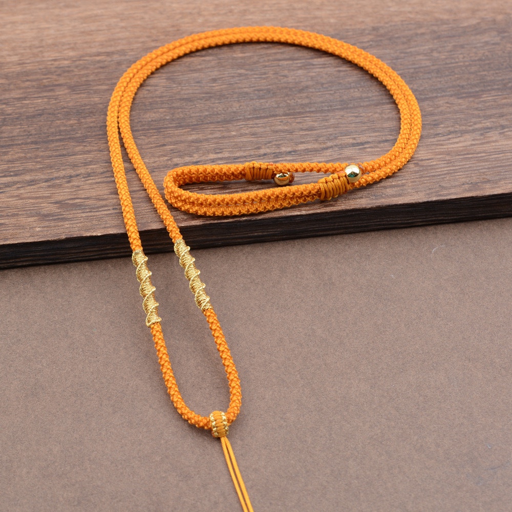 手工编织项链挂脖绳子男女款嘎乌盒黄金玉器多种颜色吊坠挂绳吊绳 - 图1