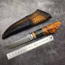 Uzsteel Knife Ancient Indian Uz Handmade Nordic Hunting Knife Outdoor High Hardness Knife Iron Snowflake Steel Collection Knife