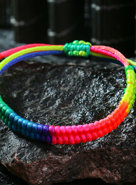 手工编织儿童五色线本命年红绳