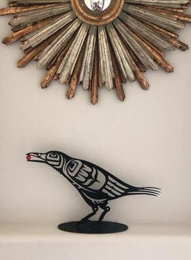 鸦Native tee Cut Raven lwith BSerry金属乌桌面摆BYH件吉祥鸟