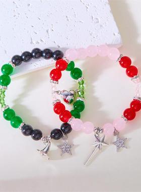 魔法女巫玻璃串珠爱心磁吸公主魔法棒手链闺蜜情侣手串