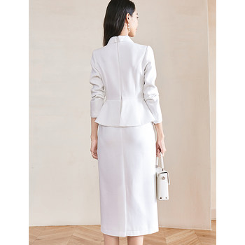 Late White 2024 Spring New Fake Two-piece Skirt Slim High Waist Small Fragrant Style Commuting OL Dress