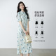 ສິ້ນສີຂາວ retro ພິມປັບປຸງ dress cheongsam ວ່າງ