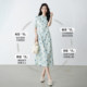 ສິ້ນສີຂາວ retro ພິມປັບປຸງ dress cheongsam ວ່າງ