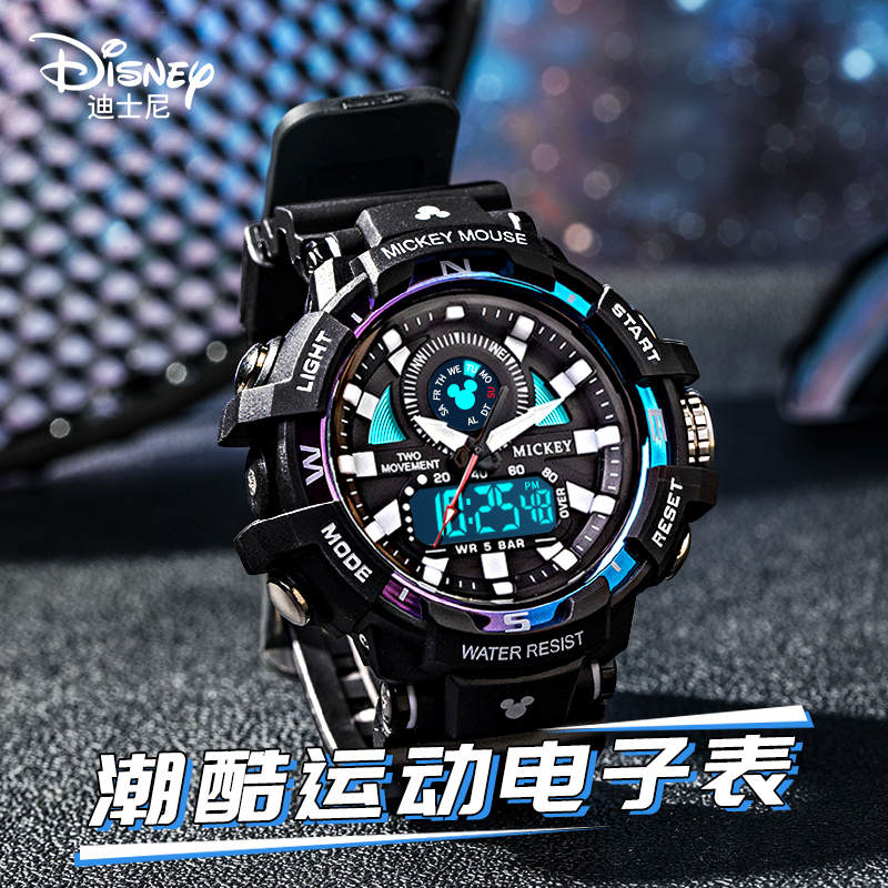 迪士尼儿童电子手表男生防水青少年初中高中生男孩小学生男童机械 - 图0