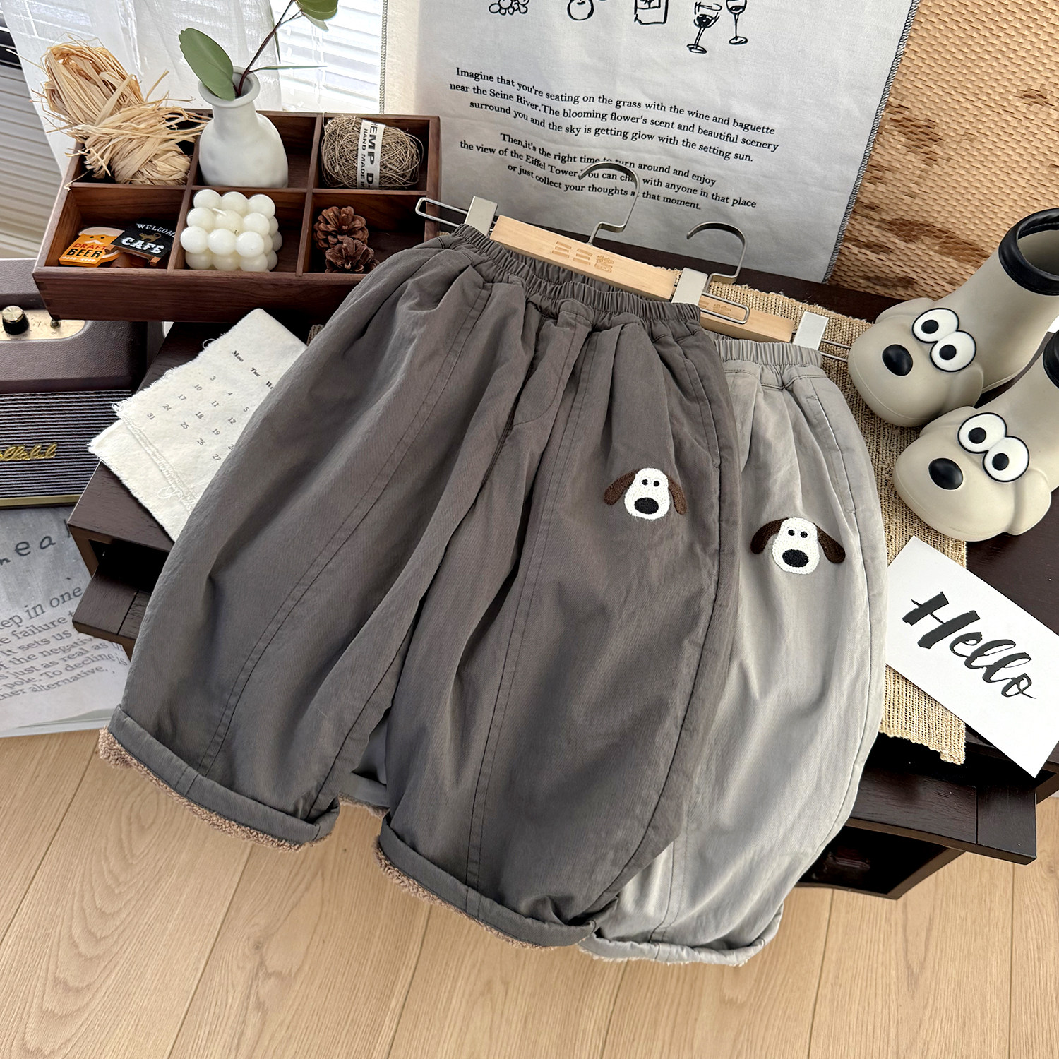 男童加绒加厚休闲裤2025冬季新款长裤女儿童珊瑚绒宽松冬装裤子 - 图3