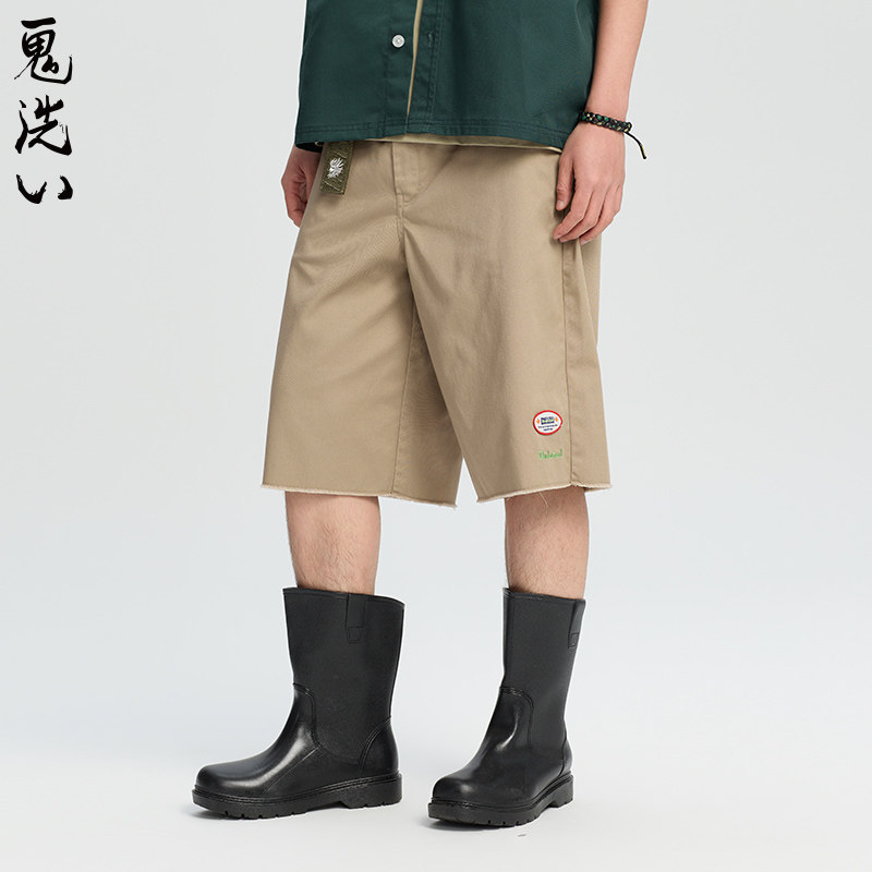 Oniwash 24 spring and summer four seasons painted and labeled trousers-style workwear men's casual shorts 24B0542
