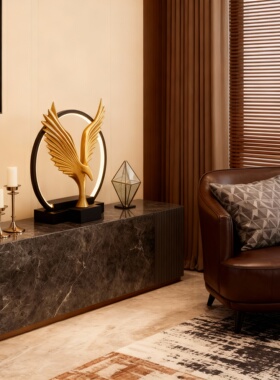 现代轻奢金色飞鸟摆件客厅书房