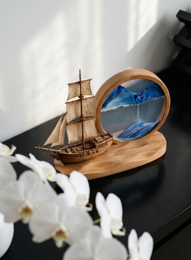 航海风流沙画帆船模型摆件开业礼
