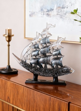 透明玻璃帆船装饰摆件