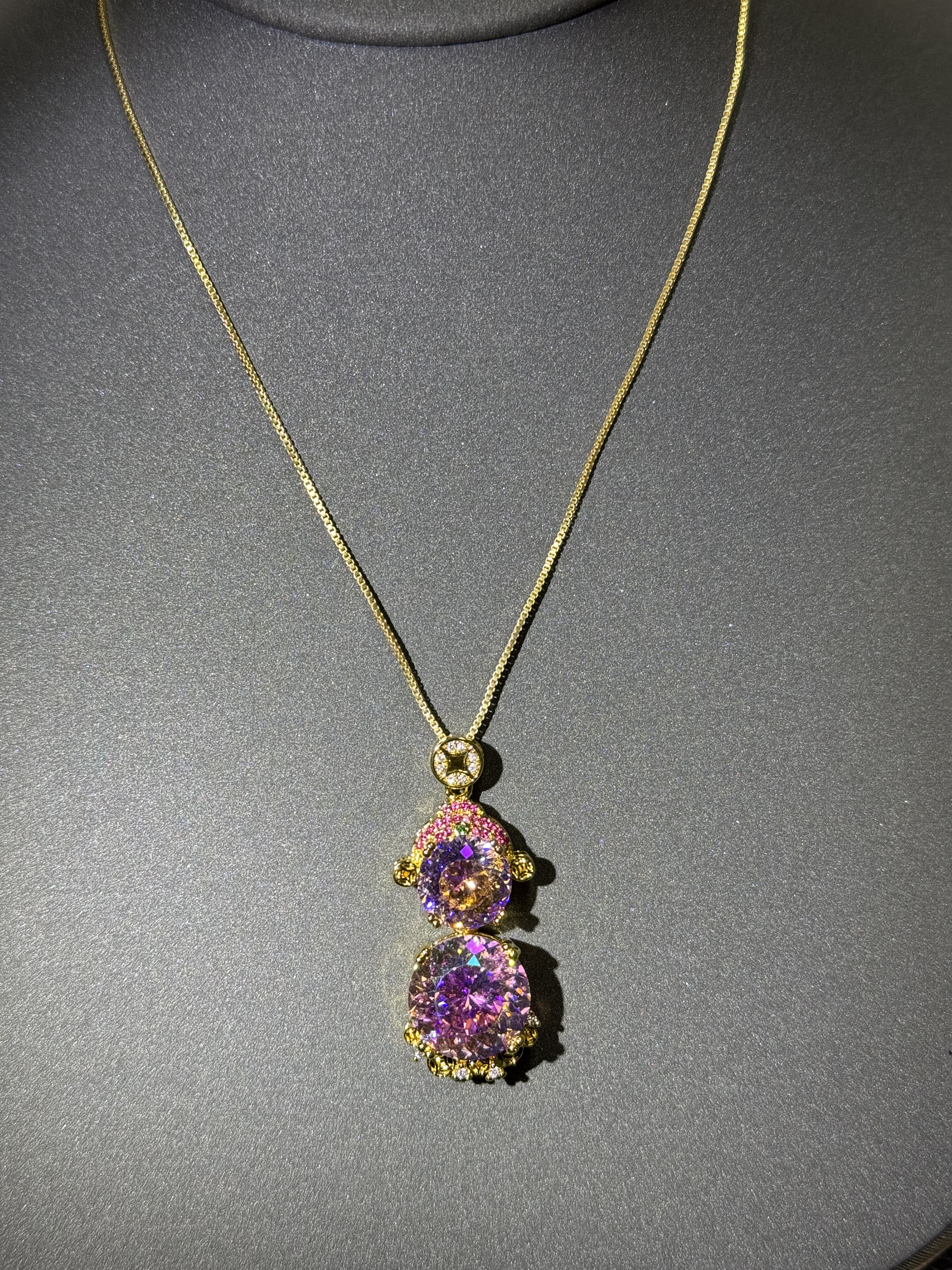 欧美饰品新款个性气质百搭粉彩九心切财神时尚潮流女吊坠项链,淘宝优惠券,粉丝福利购,淘宝优惠卷