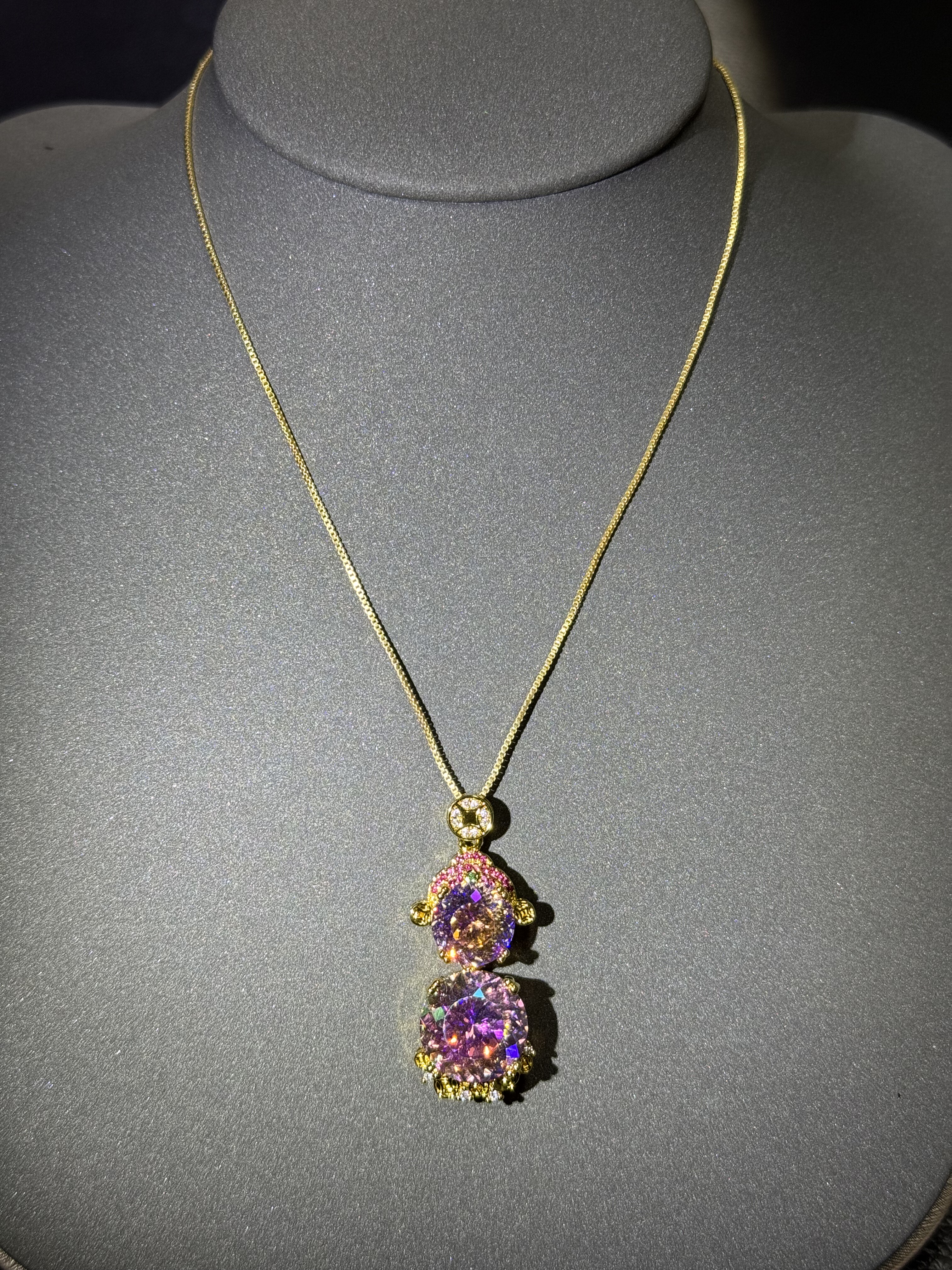 欧美饰品新款个性气质百搭粉彩九心切财神时尚潮流女吊坠项链,淘宝优惠券,粉丝福利购,淘宝优惠卷