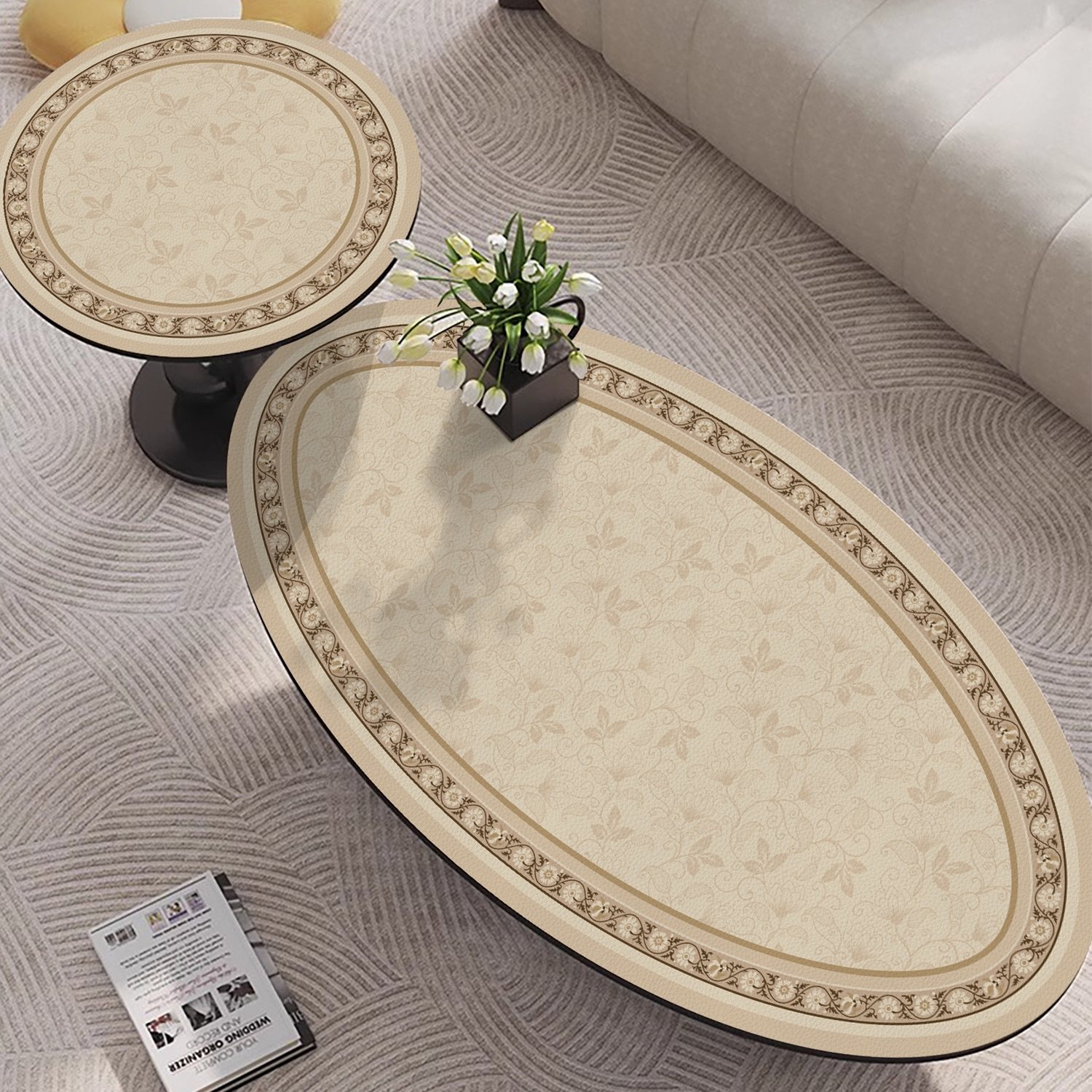 椭圆形茶几保护垫岩板桌垫防水防油防烫pvc皮革桌布餐桌台垫台布,淘宝优惠券,粉丝福利购,淘宝优惠卷