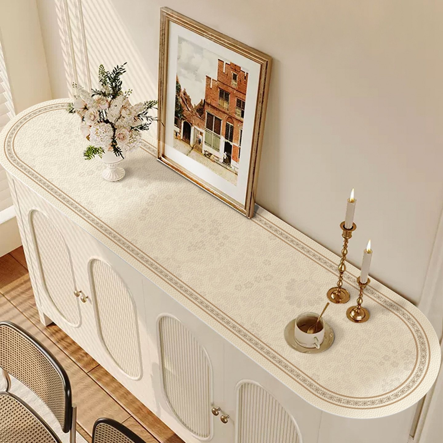 轻奢高级感椭圆形电视柜桌垫圆角弧形防水防油餐边柜台面保护桌布,淘宝优惠券,粉丝福利购,淘宝优惠卷