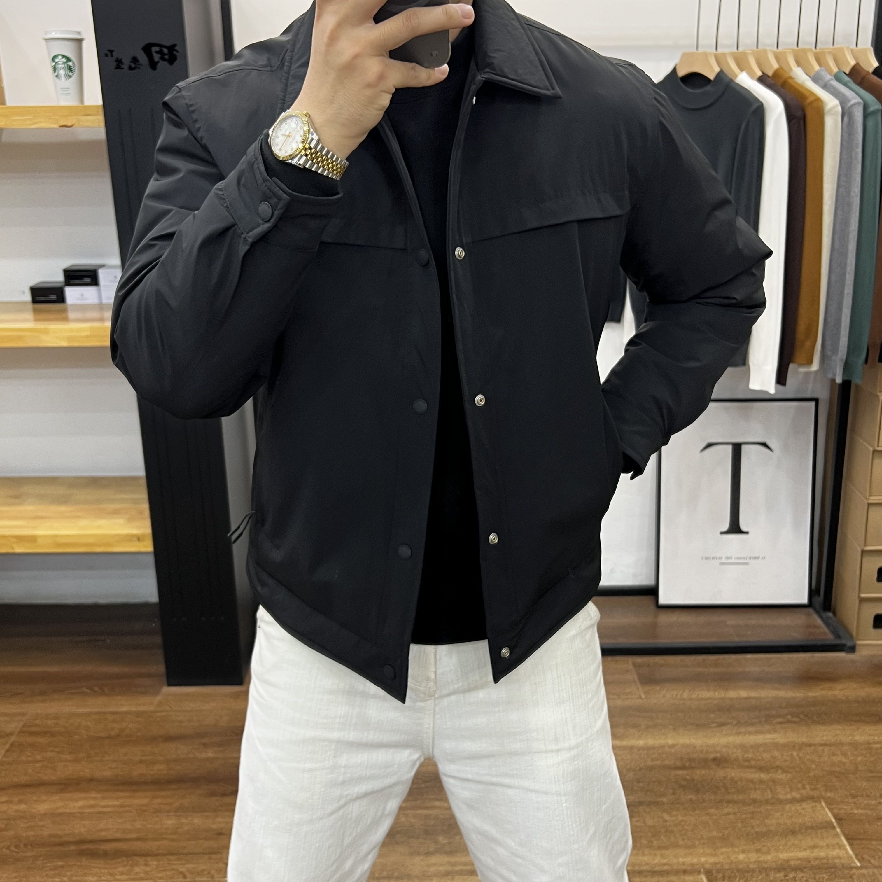 商务翻领户外工装羽绒服男士新款秋冬季轻薄百搭休闲通勤外套保暖 - 图0