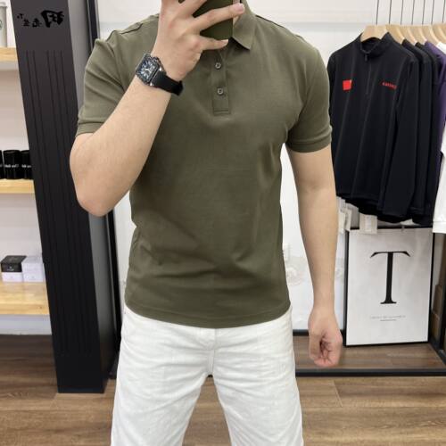 夏季男短袖t恤潮牌新款修身高端休闲翻领纯色打底基础百搭POLO衫 - 图0