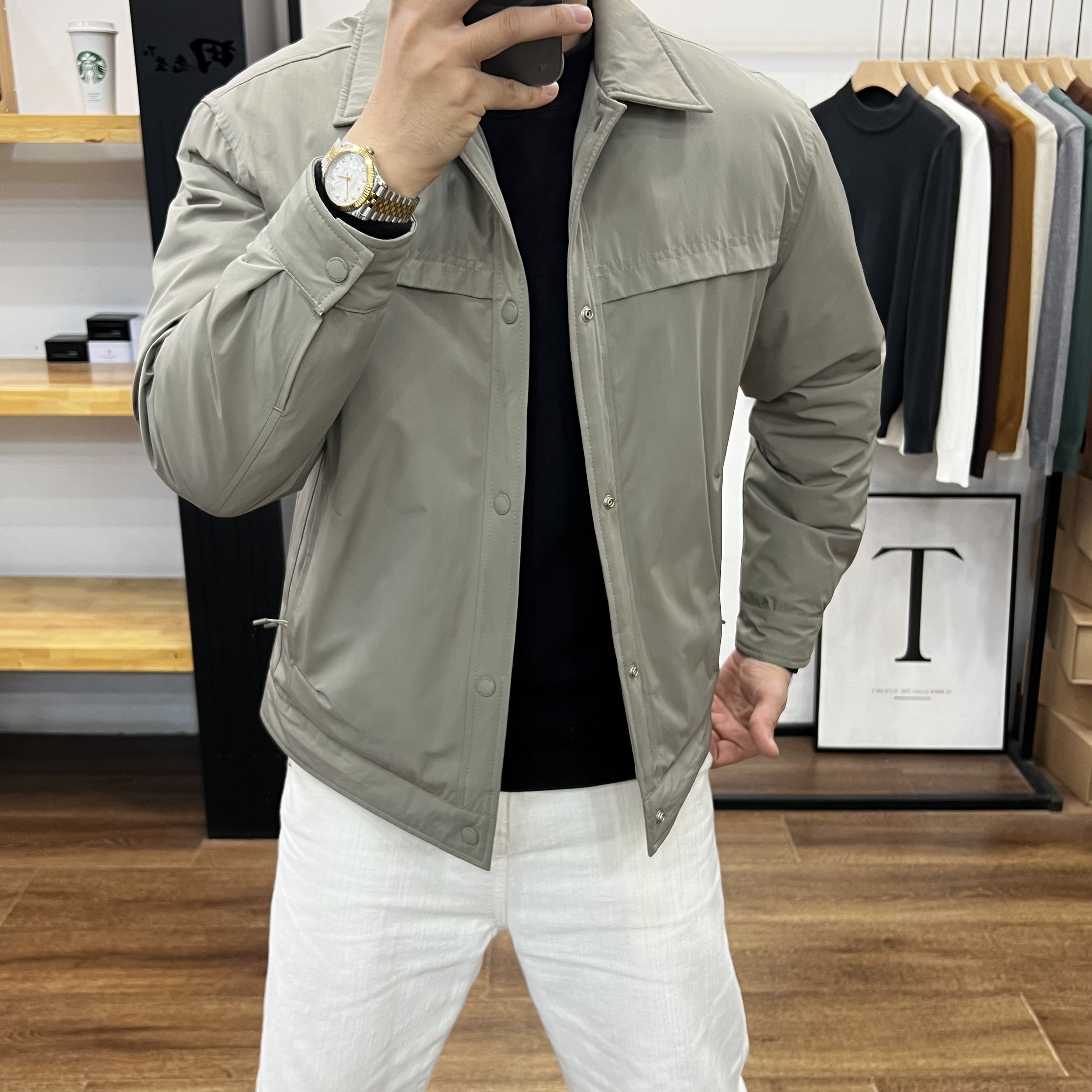 商务翻领户外工装羽绒服男士新款秋冬季轻薄百搭休闲通勤外套保暖 - 图3