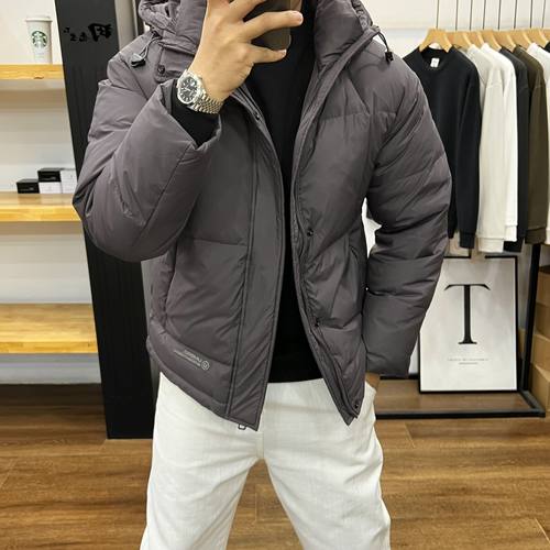 中老年时尚简约羽绒服潮流百搭纯色保暖上衣防寒男士新款秋冬外套 - 图0