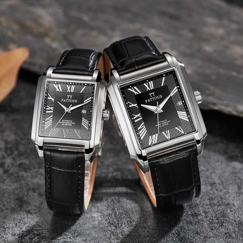 百陀士方形情侣全自动机械机械表 臻表手表国产腕表