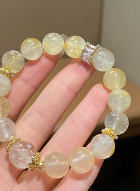 日富一日~新中式天然黄胶花水晶招财手链复古国风公主范轻奢手串