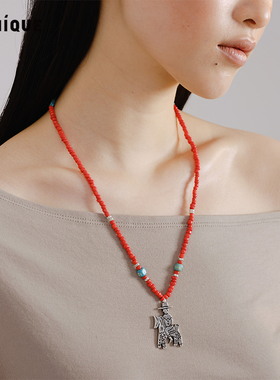 骑士朋友琉璃绿松石串珠项链